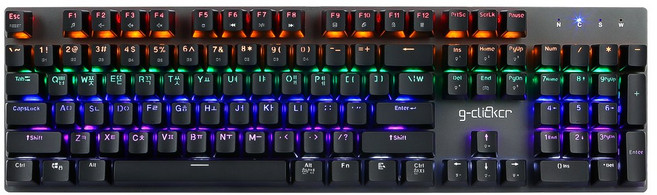 지클릭커 슈퍼히어로 GK-K530 레인보우 게이밍 기계식 키보드, K530, 청축, 블랙, 청축
