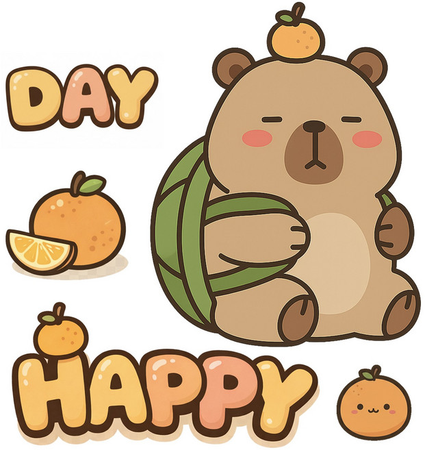 위드코코 DIY 캐리어 꾸미기 리무버블 방수 스티커 거울 유리 창문 벽 욕실 타일 부착, 1개, 해피카피바라