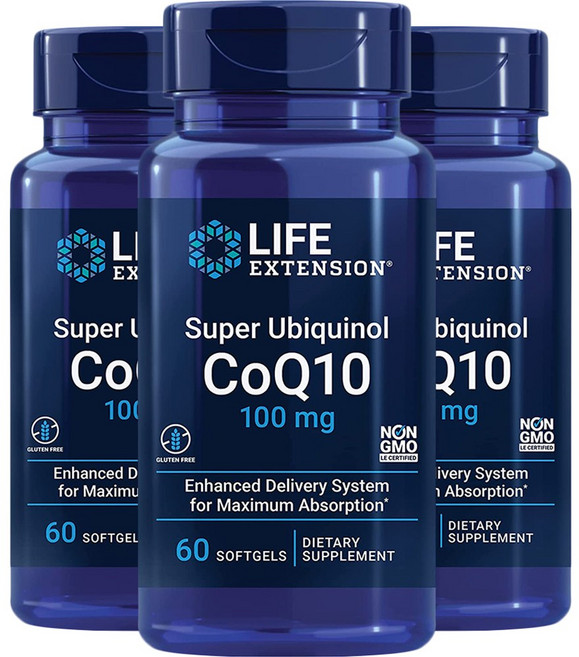 LIFE EXTENSION 超級還原型輔酶Q10 100毫克軟膠囊, 60錠, 3個