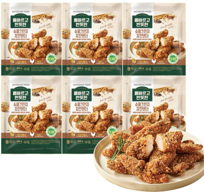 [신세계푸드(SHINSEGAE FOOD)] 올반 슈퍼크런치 치킨텐더 440g X 6봉, 2.64kg, 1세트