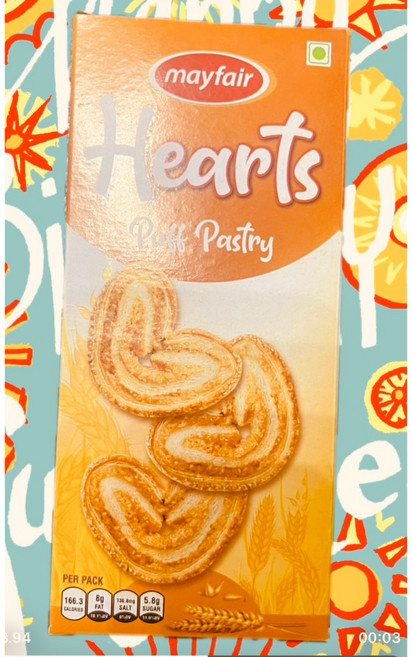 HEARTS蝴蝶餅乾酥脆可口獨立包裝下午茶點心, 1個, 36G一盒