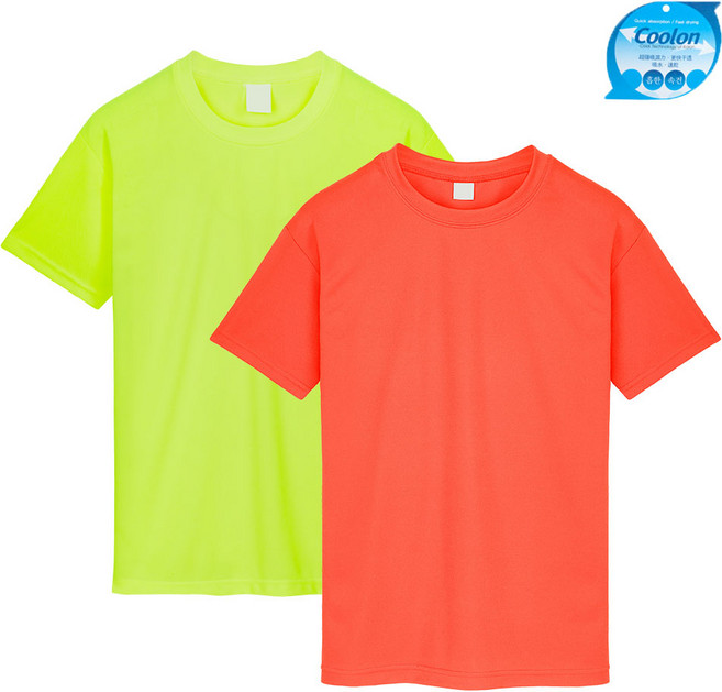 완티 네온 형광 시원한 쿨론 라운드 반팔 티셔츠