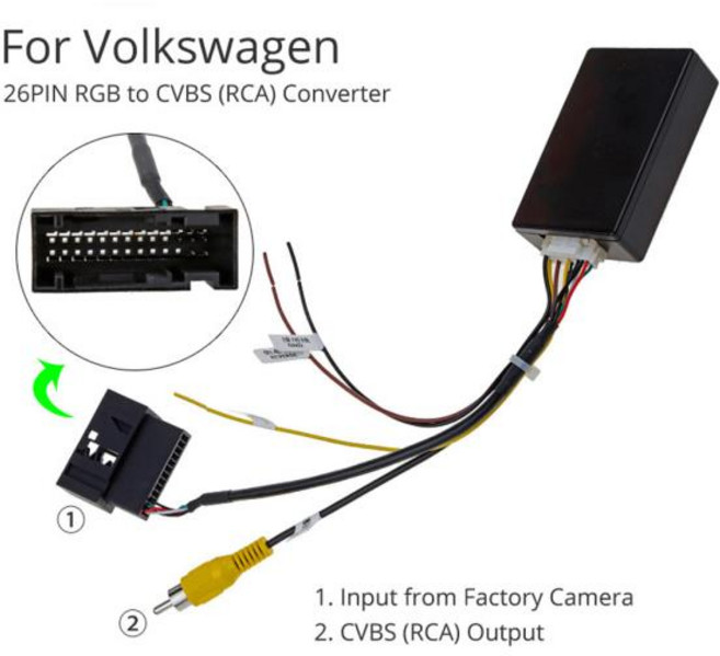 Volkswagen 호환용 백업 카메라 디코더 RGB-AV 주차 반전 신호 변환기 RCD510 12V