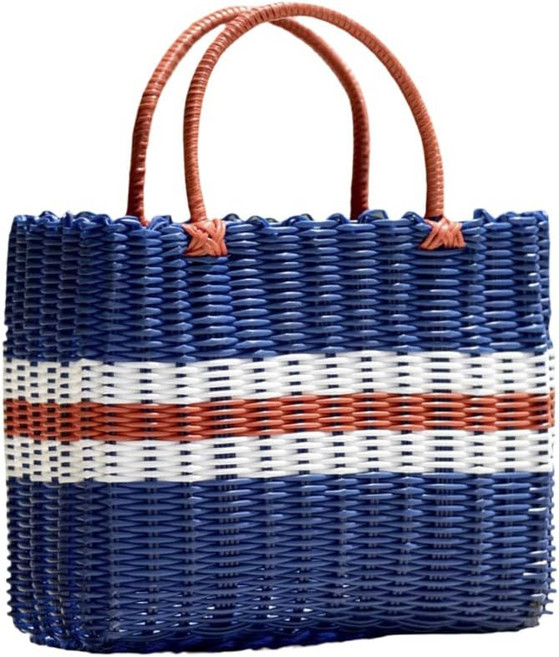 손잡이가 달린 프레티줌 위커 쇼핑 바구니 수확 쇼핑을 위한 농가용 소박한 손뜨개 시장 채소 과일 해변 휴가를 다용도 직조 토트백 13x5x9인치 오픈탑