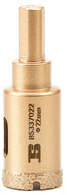 플로메리아 고강도 융착코어 비트 다이아몬드 홀쏘 22mm 유리 아트월 대리석 포세린 타일 항아리 기리 싱크대 강화타일 타공 홀커터 홀컷터 홀소, 1개