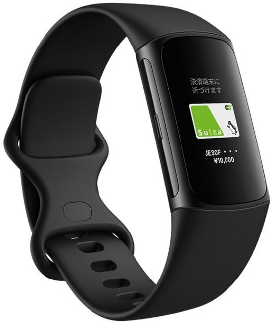 [Suica Fitbit Charge 6 ObsidianBlack 대응] 트래커 [방수7일간의 라이프GPS, Black, 2.64cm, GPS