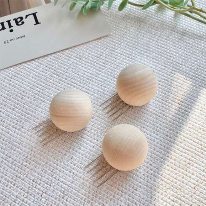 뚜뚜아트 원목 우드 꼭꼬핀 나무 벽걸이 후크 3p, 우든볼 3개 세트, 1세트