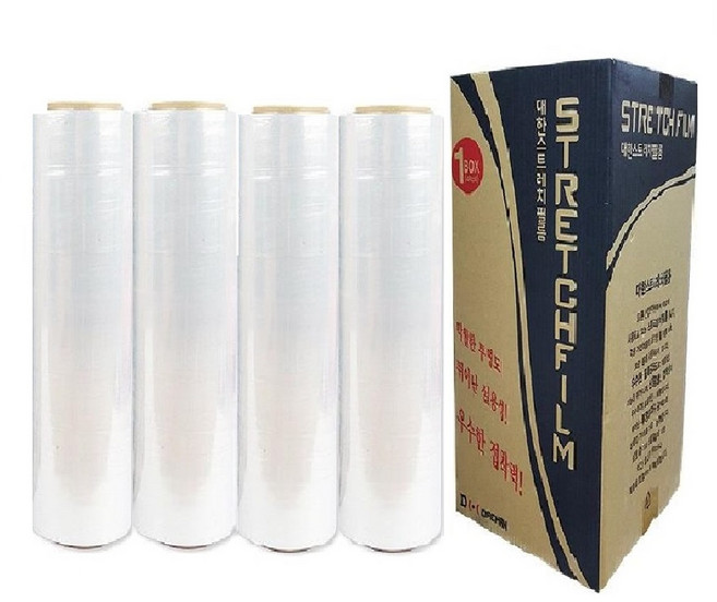 (DAEHAN) 스트레치필름 공업용랩 보호필름, 1세트, 18mic 4롤