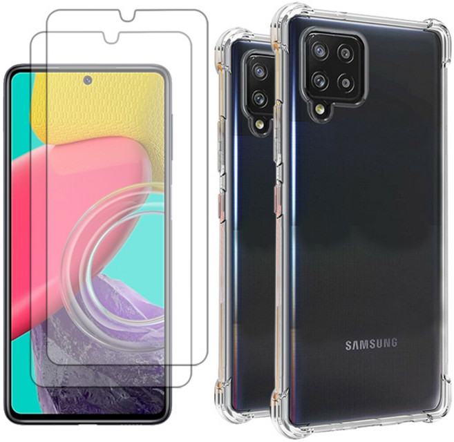 스톤스틸 2+2 갤럭시 퀀텀3 강화유리필름 2개 + 투명 범퍼케이스 2개 (M536), 1세트