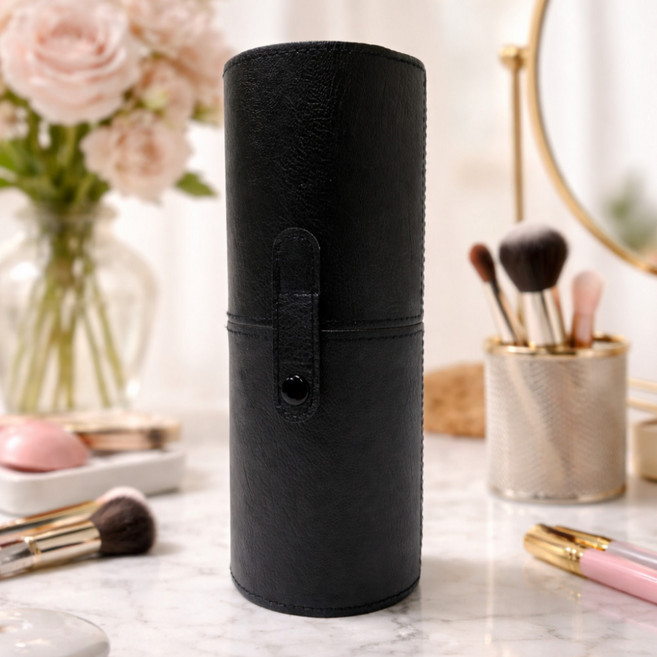 머니레드 브러쉬케이스 레더 원통, 1개, 블랙