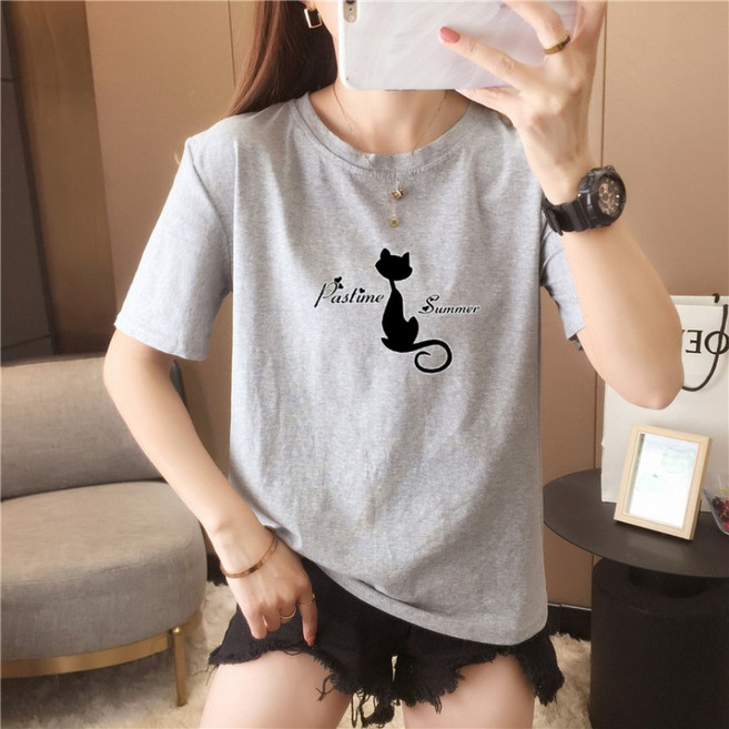 고양이 반팔티 여성용 빅사이즈 반팔티셔츠