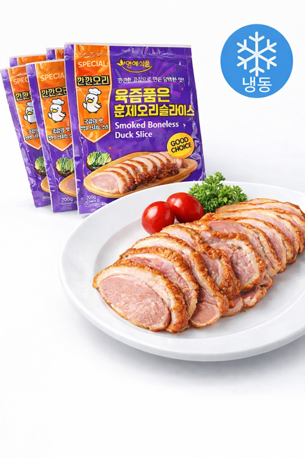 훈제오리 슬라이스, 20개, 200g