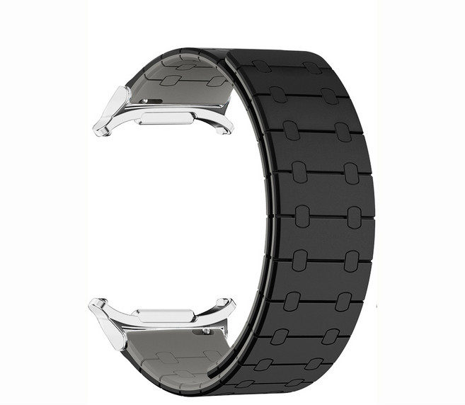 투톤 강력한 마그네틱 갤럭시워치 7 8 울트라 47mm 실리콘 스트랩 자석 밴드, 블랙+그레이, 1개