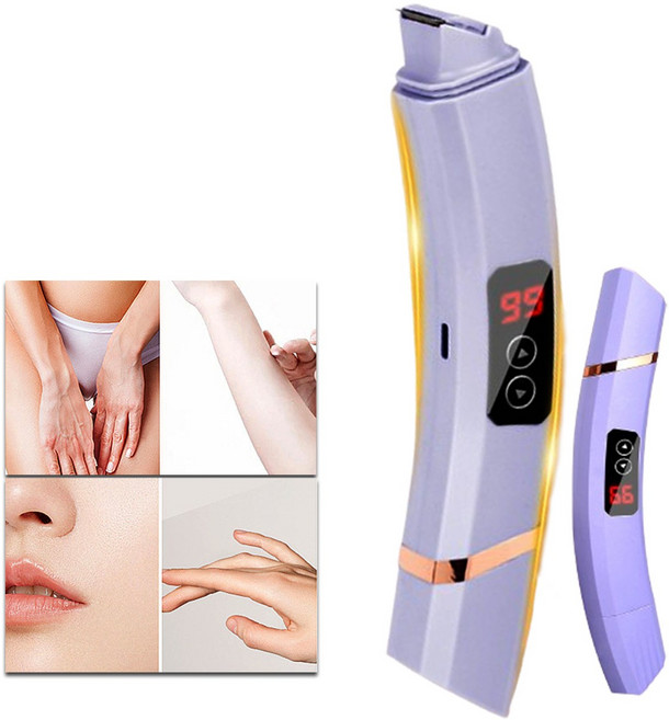 휴대용 전기 제모기 전신 사용가능 다용도 모근제거기 저소음 디스플레이 더블헤드 충전식, 보라색