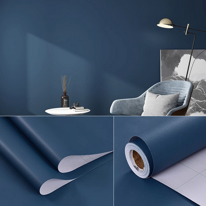 셀프 인테리어 붙이는 접착식 포인트 가구 방수 벽지 시트지 + 헤라 U-SSAC110, 에그쉘+미드나이트블루