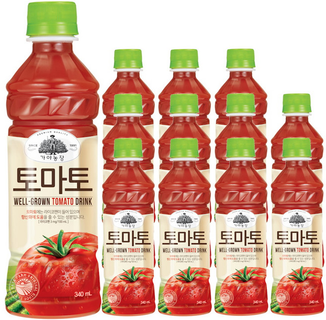 웅진 가야농장 토마토 주스, 340ml, 12개