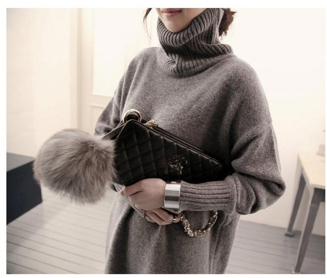 채윤러브 chaeyoon love 여성 스웨터 목폴라 니트 롱 티셔츠 CY0003A