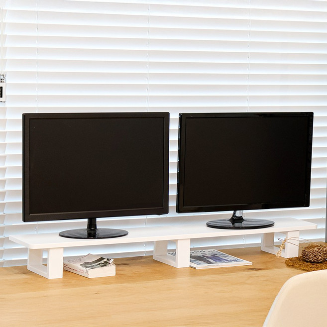 심플리스 티스 원목 올인원 다용도 모니터 받침대 컴퓨터 거치대 책상 정리 주방 선반, 1200 화이트