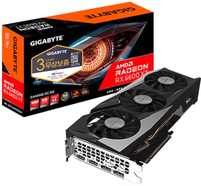 GIGABYTE 라데온 RX 6600 XT GAMING OC D6 8GB 피씨디렉트