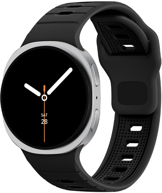 Fegwilde 갤럭시워치8 호환 스포츠 실리콘 투톤 스트랩, 블랙