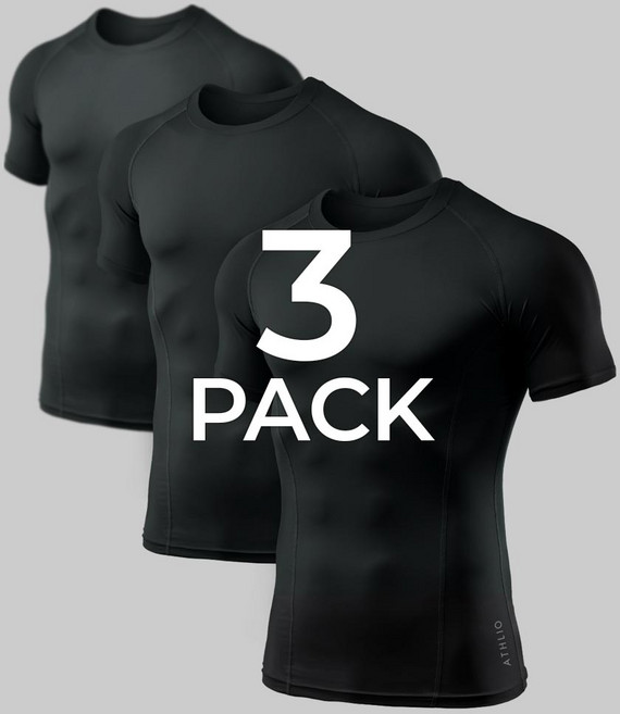 애슬리오 남성 기능성 짐웨어 쿨링 머슬핏 반팔 티셔츠 베이스레이어 3팩 AO-BTS02