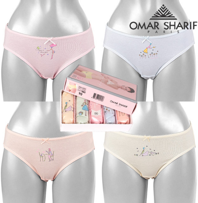 오마샤리프 여자 고급 나염 미디 스타일 데일리 팬티 5매입