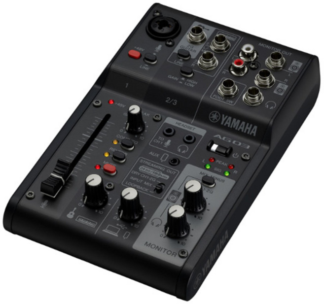 야마하 오디오 믹싱 콘솔 믹서 YAMAHA Audio Mixer, AG03MK2 Black