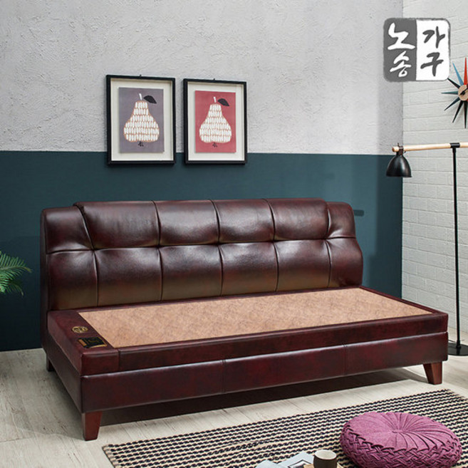 노송가구 하림 천연가죽 황토볼 흙소파 3인 온열소파, 초코브라운