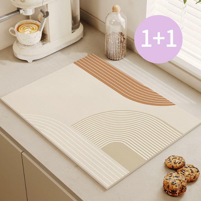 우아한클릭 1+1 규조토 식기건조매트 드라잉매트 특대형, 포인트라인, 2개