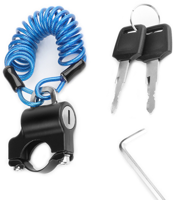 시그니처베이지 자전거 킥보드 자물쇠 와이어 락 열쇠키 도난방지 YPZ055, 1개, 블루