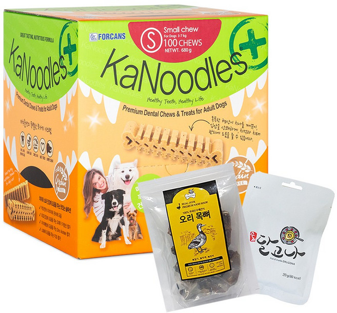 포켄스 카누들 플러스 필로팩 강아지 덴탈껌 S 100P (증정 오리목뼈100 1개+달고나1개) 구강청결, 680g, 1개, S100개