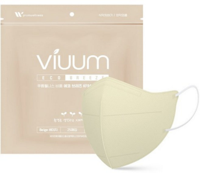 푸름웰니스 KF94 비움 에코브리즈 새부리형 마스크 대형 100매, 25개입, 8개, 핑크베이지