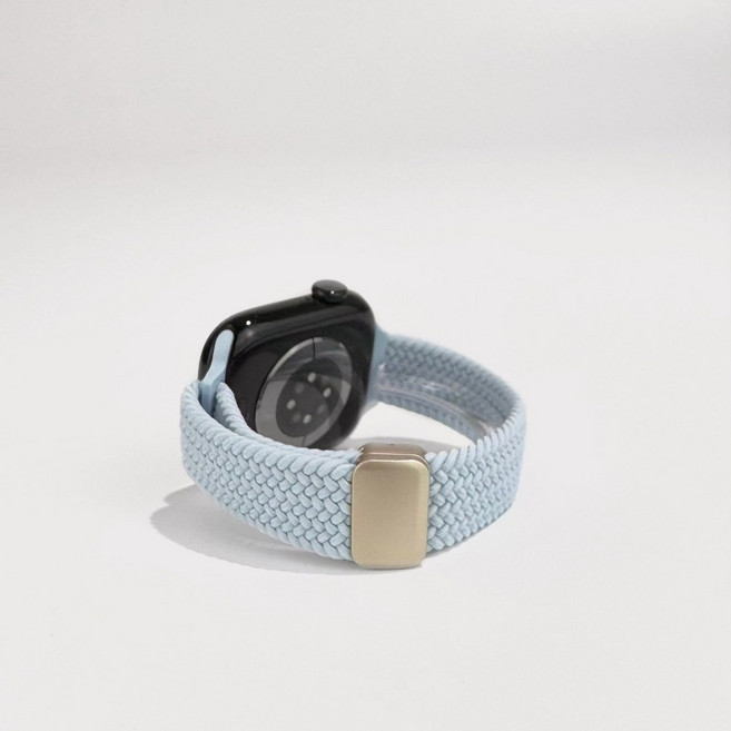 細款尼龍編織錶帶 磁吸扣 適用 Apple watch, 薄霧藍, 1個
