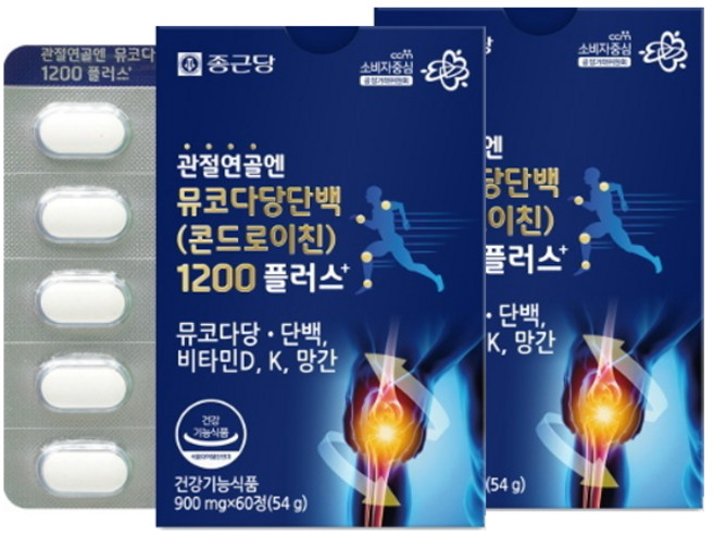 종근당 관절연골엔 뮤코다당단백(콘드로이친)1200 플러스 900mg, 60정, 2박스
