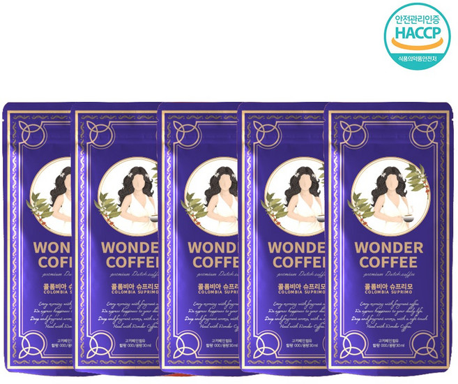 신선한 원더 더치커피 파우치 콜롬비아 슈프리모, 5개, 1개입, 30ml
