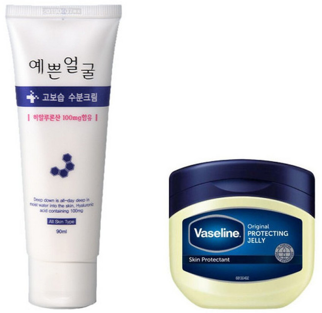 예쁜얼굴 고보습 수분크림 90ml 1개 + 바세린 퓨어 스킨젤리 50ml 1개, 1세트