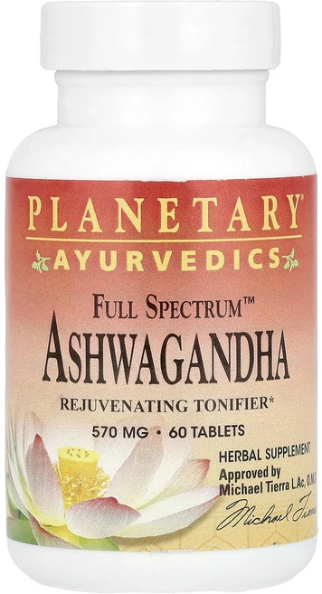 Planetary Herbals 플래니터리허벌스 아유르베딕스 아슈와간다 570mg 60 태블릿 건강 영양제, 1개, 60정 - 쿠팡