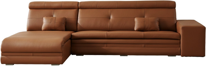 꼬마나무100%국내제작 이태리천연면피통가죽 소가죽4인쇼파, 꼬냑