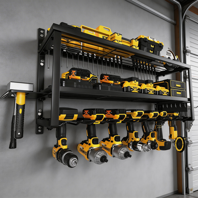 벽걸이 공구정리대 전동드릴 거치대 공구 선반 수납장, 1세트