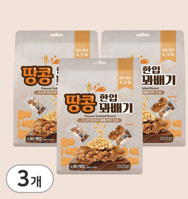 한입 땅콩 꽈배기, 520g, 3개