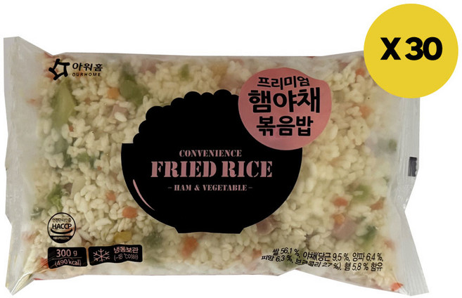 아워홈 행복한맛남 프리미엄햄야채볶음밥, 300g, 30개