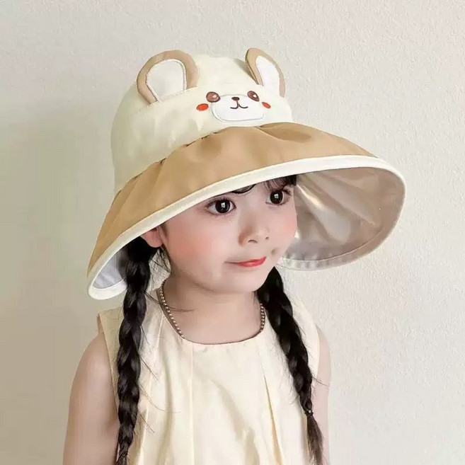 新款兒童帽大檐夏季男女童可愛防紫外線空頂遮陽帽可摺疊太陽帽子