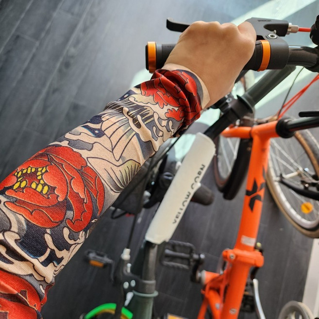 [1+1] 1P 운전 이레즈미 용 해골 잉어 문신 쿨토시 긴팔 타투 남자 팔 한야