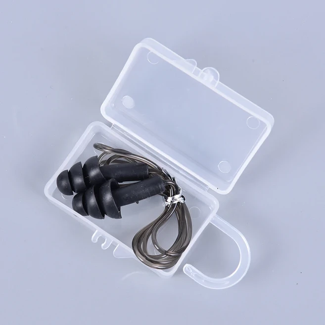 1 쌍 새로운 실리콘 수영 귀마개 로프 귀마개로 소음 감소 방지 방수 잠자는 다이빙, Black, Black