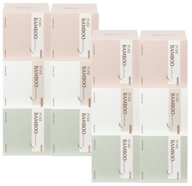 휴홈 먼지없는 무표백 순수 대나무 티슈 미니팩, 12개, 1매