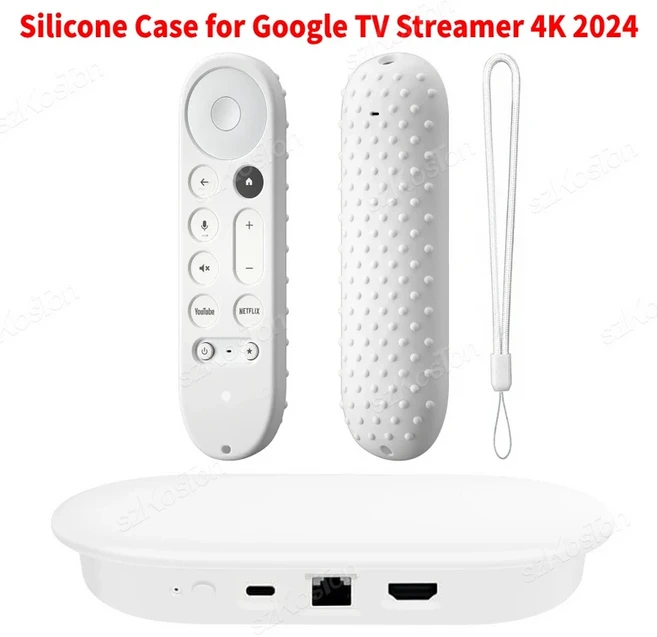 Google TV 스트리머 4K 2024 음성 원격 제어 미끄럼 방지 보호 커버 쉘용 끈이 있는 실리콘 보호 케이스, 05 Type 2, 1