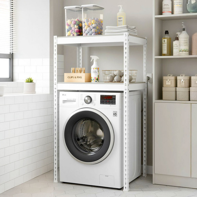 위너랙 세탁기선반 건조기선반 700*600*1500(mm), 2단, 아이보리