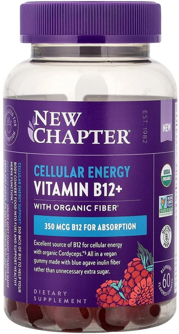 뉴 챕터 New Chapter Cellular Energy 비타민B12+ 유기농 식이섬유 구미젤리 함유 라즈베리 맛 60개122754원산지:기타, 뉴 챕터 New Chapter, Cellular Ene, 1개, 60 - 쿠팡