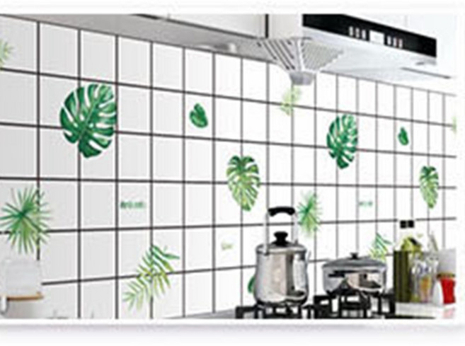 피애노 귀여운 캐릭터 주방 벽 타일 기름때 오염방지 접착 포인트 시트지, 0.6x3m_나무잎