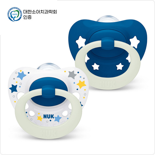 누크 시그니처 야광 노리개젖꼭지 S3(18~36개월), 스페이스 블루, 1세트